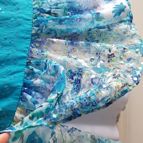 Justice Girls Dress Blue Sequin Sparkles Size 12 - Picture 6 of 7